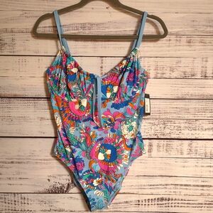 Kate Spade New York One Piece Swimsuit XL NWT Spring Water Floral Paisley